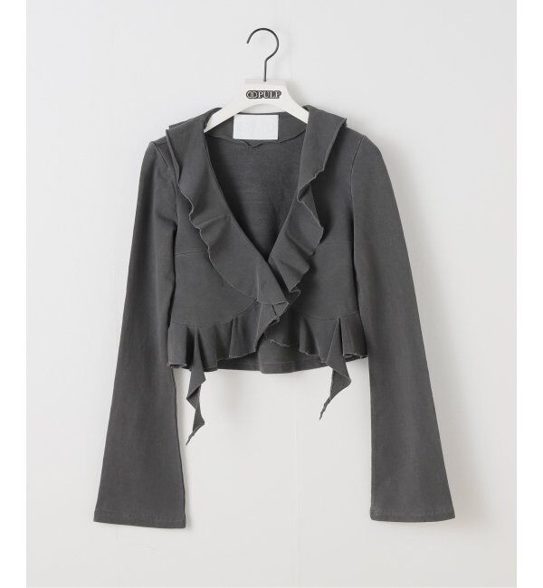 PULP「【Geek Office / ギークオフィス】s/e/o / エスイーオー RUFFLE DYE JERSEY BLOUSE」|Tシャツ・カットソー|グレーA