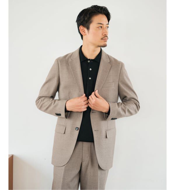 EDIFICE「SUPER 120&rsquo;s ウールサキソニー 2ボタン ジャケット【セットアップ着用可能】」|テーラードジャケット|ベージュ A