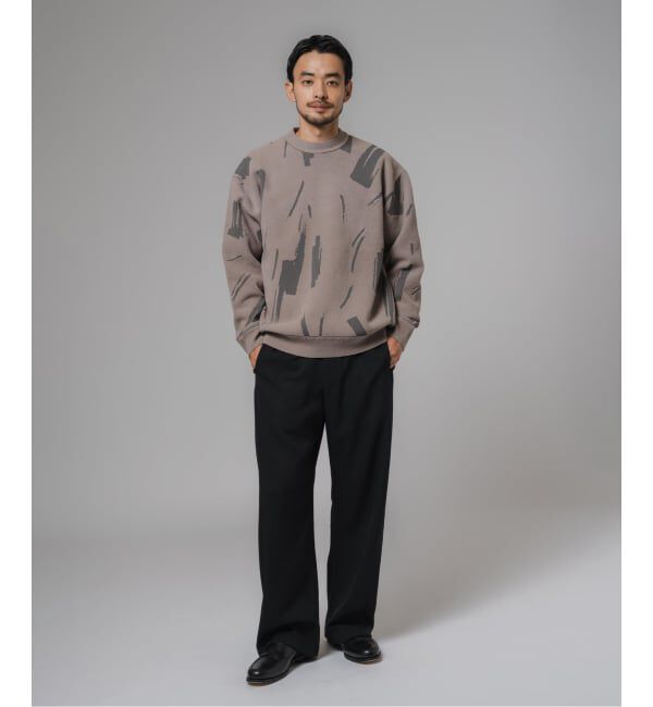 EDIFICE「ジャガード シェニール ヤーン クルーネック プルオーバー」|ニット・セーター|