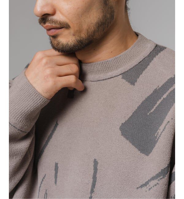EDIFICE「ジャガード シェニール ヤーン クルーネック プルオーバー」|ニット・セーター|