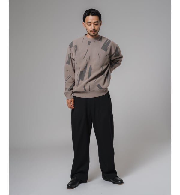 EDIFICE「ジャガード シェニール ヤーン クルーネック プルオーバー」|ニット・セーター|