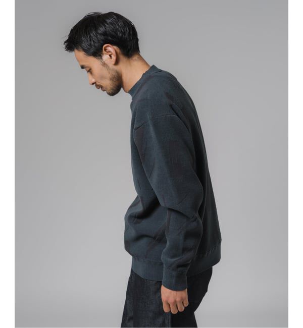 EDIFICE「ジャガード シェニール ヤーン クルーネック プルオーバー」|ニット・セーター|