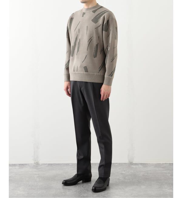 EDIFICE「ジャガード シェニール ヤーン クルーネック プルオーバー」|ニット・セーター|