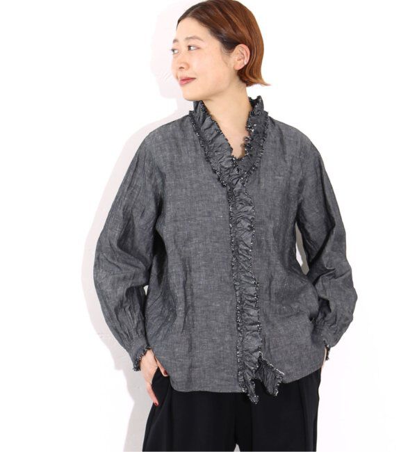 journal standard luxe「《追加》CLシャンブレー フリルブラウス」|シャツ・ブラウス|