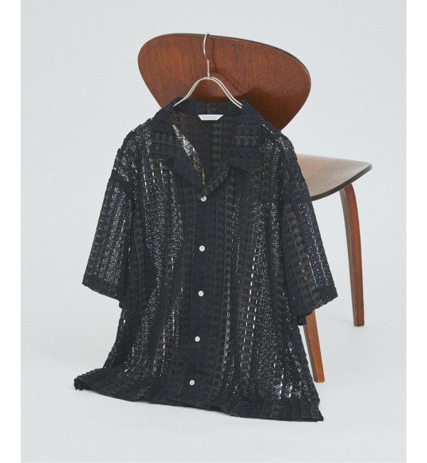 JOURNAL STANDARD「アブストラクト レース 半袖 シャツ」|シャツ・ブラウス|ネイビー