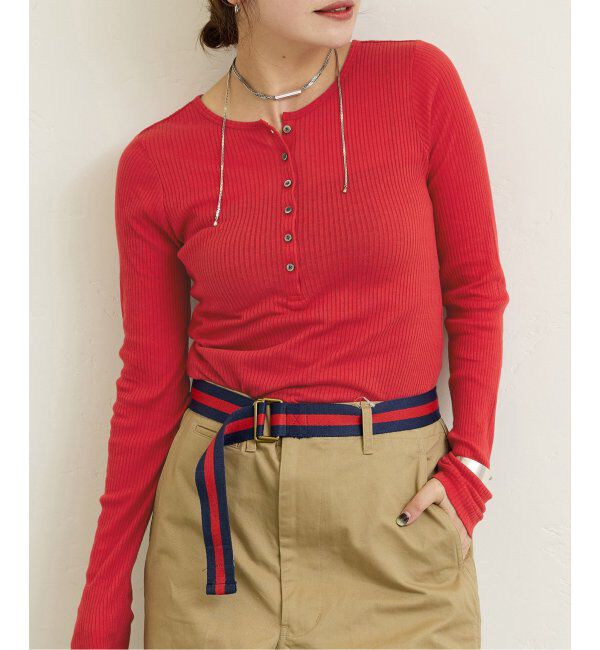 JOURNAL STANDARD「《追加》シアーテレコヘンリーネックプルオーバー」|Tシャツ・カットソー|レッド