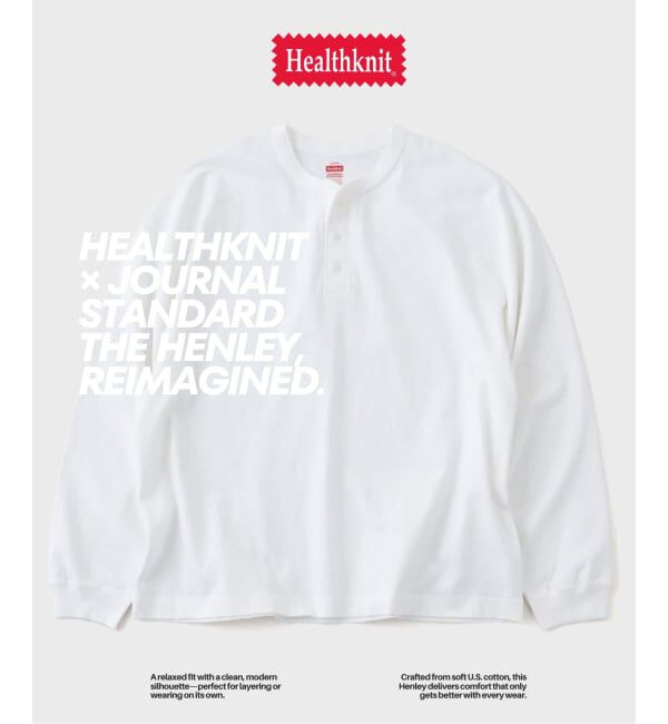 JOURNAL STANDARD「Health knit / ヘルスニット 別注 ヘンリー ネックロンT」|Tシャツ・カットソー|ホワイト
