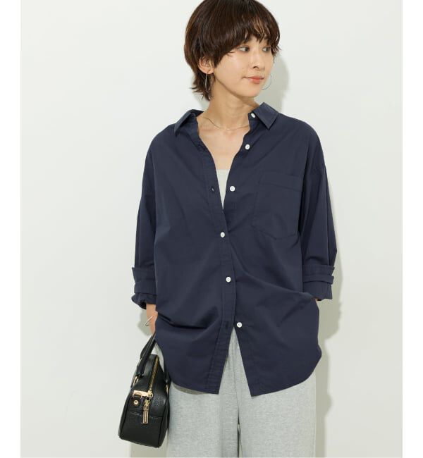 JOURNAL STANDARD relume「コットンタイプライターオーバーサイズシャツ」|シャツ・ブラウス|ネイビー