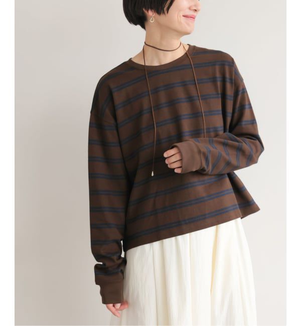 JOURNAL STANDARD relume「オーバーサイズボーダーロングスリーブTEE」|Tシャツ・カットソー|ブラウン