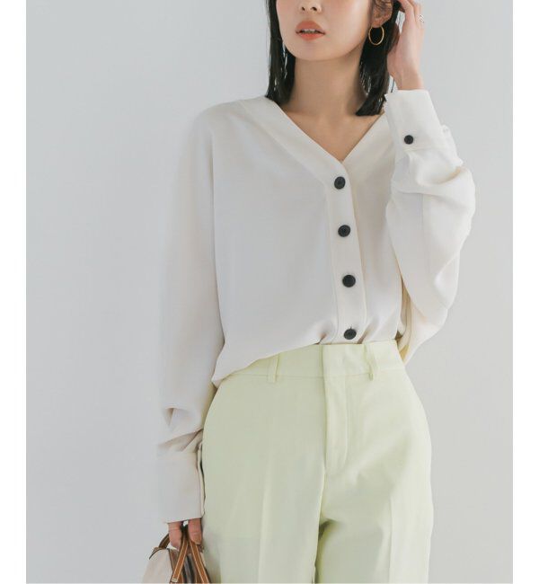 NOBLE「エステルダブルクロスカーデブラウス」|シャツ・ブラウス|ホワイト A