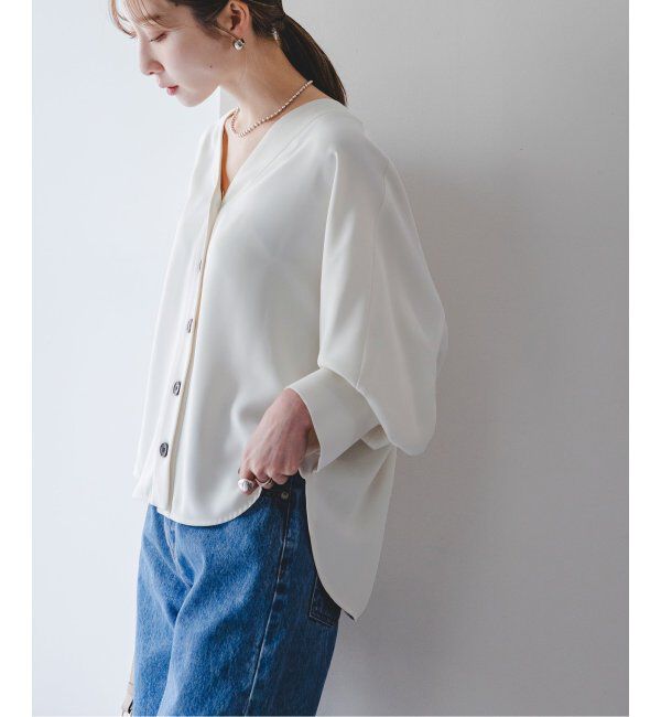 NOBLE「エステルダブルクロスカーデブラウス」|シャツ・ブラウス|