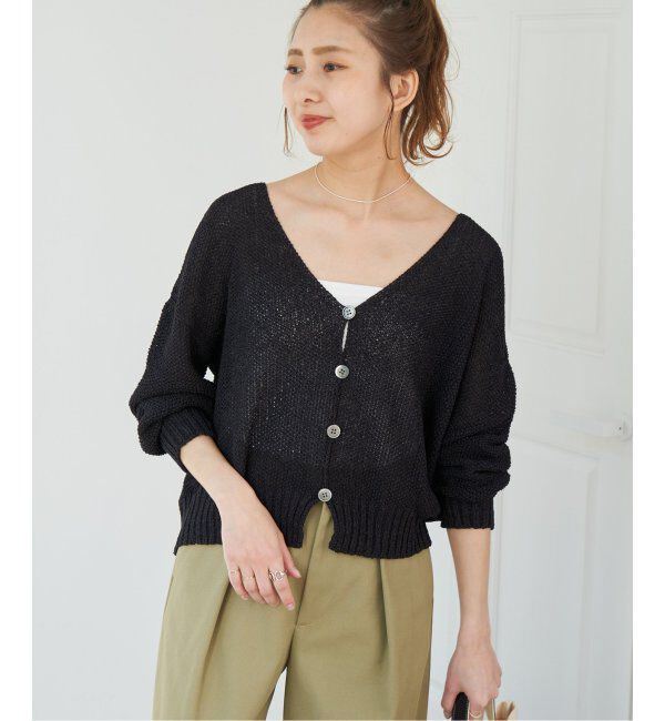 Spick and Span「ペーパーヤーンVネックカーディガン」|カーディガン|