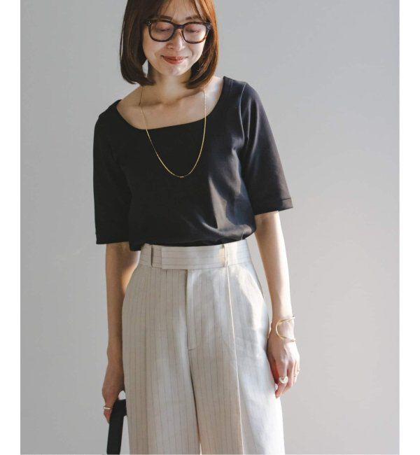 NOBLE「《追加》スビンコットンソフトスクエアーネックTシャツ 2」|Tシャツ・カットソー|