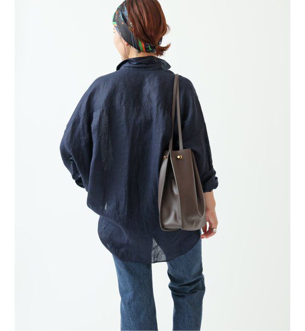 Spick and Span「《追加2》80リネンカシュクールビッグシャツ」|シャツ・ブラウス|