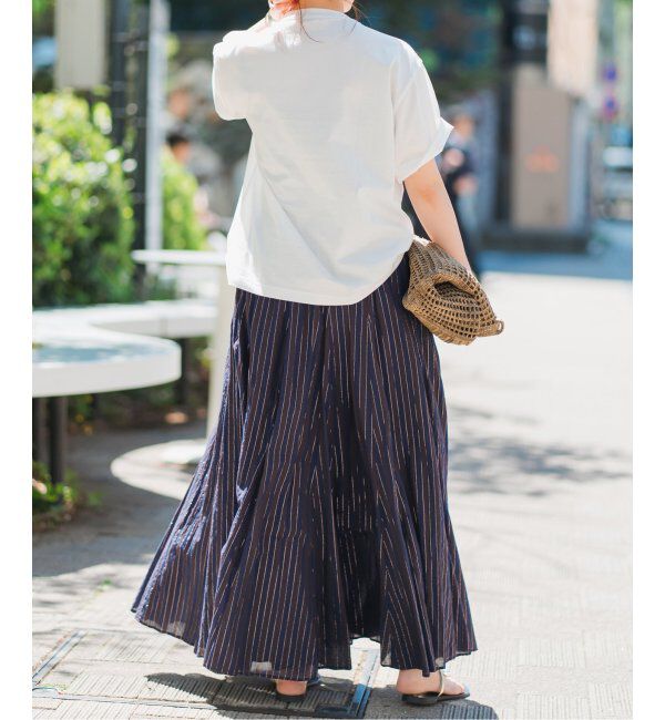 Spick and Span「HYU ストライプギャザーフレアスカート」|スカート|