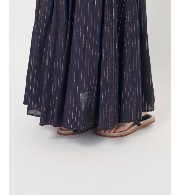 Spick and Span「HYU ストライプギャザーフレアスカート」|スカート|
