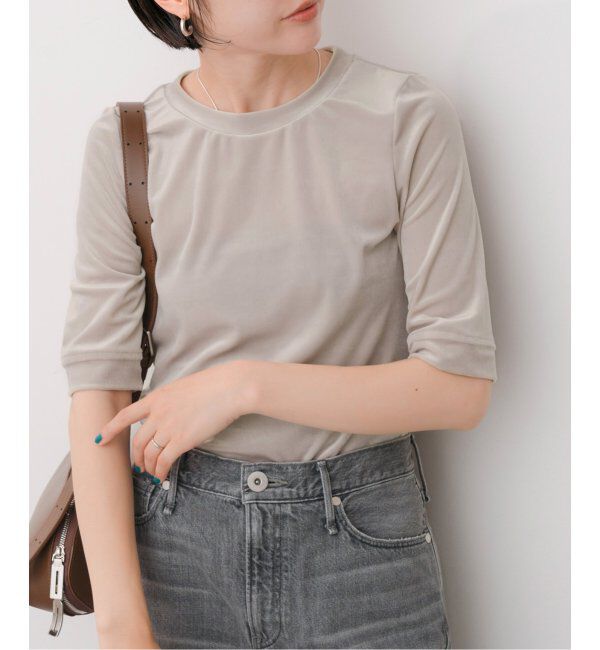 Spick and Span「《追加》ベロアハーフスリーブプルオーバー」|Tシャツ・カットソー|グレーB