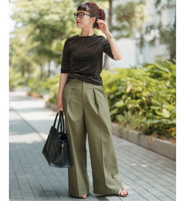 Spick and Span「《追加》ベロアハーフスリーブプルオーバー」|Tシャツ・カットソー|