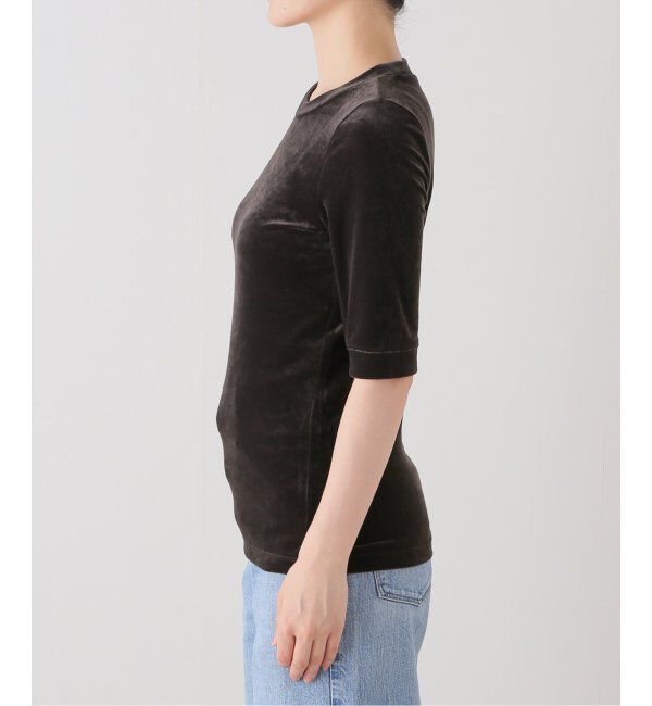 Spick and Span「《追加》ベロアハーフスリーブプルオーバー」|Tシャツ・カットソー|