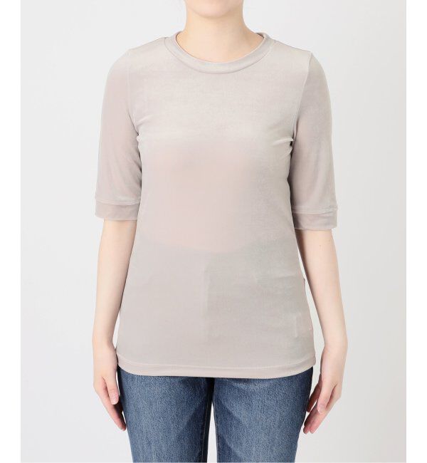 Spick and Span「《追加》ベロアハーフスリーブプルオーバー」|Tシャツ・カットソー|