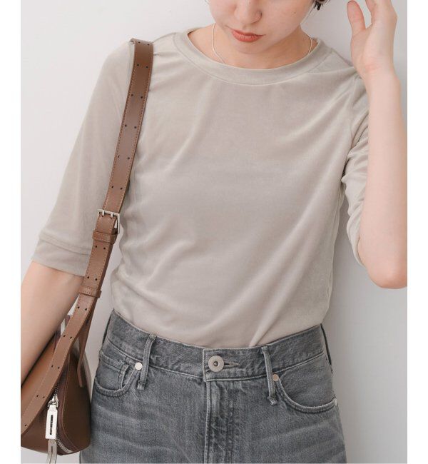 Spick and Span「《追加》ベロアハーフスリーブプルオーバー」|Tシャツ・カットソー|