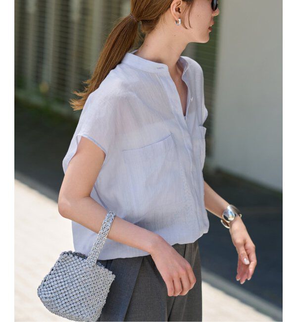 FRAMeWORK「≪追加≫キャップスリーブドロストシャツ」|シャツ・ブラウス|サックスブルー