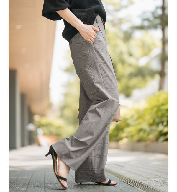 Spick and Span「ウォッシャブルチェックストレッチパンツ」|スラックス|