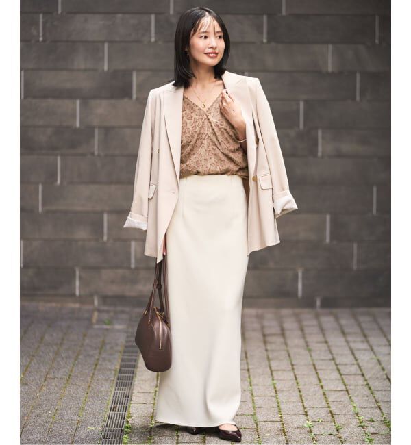 NOBLE「【洗える】レオパードジャガードデコルテVブラウス」|シャツ・ブラウス|