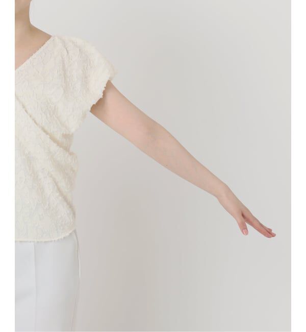 NOBLE「【洗える】レオパードジャガードデコルテVブラウス」|シャツ・ブラウス|