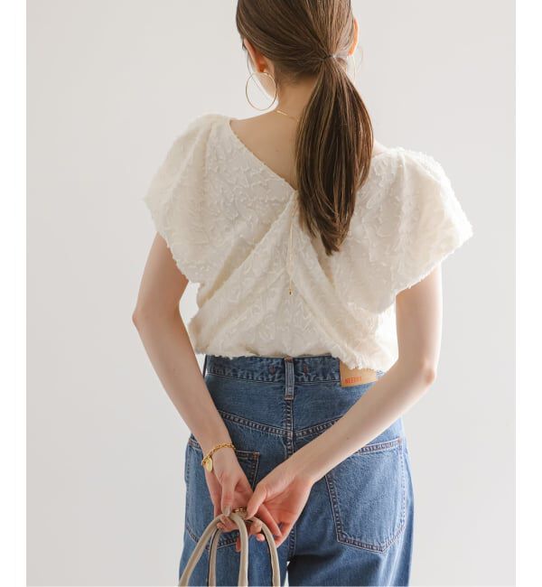 NOBLE「【洗える】レオパードジャガードデコルテVブラウス」|シャツ・ブラウス|