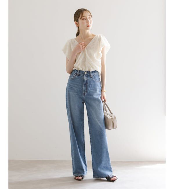 NOBLE「【洗える】レオパードジャガードデコルテVブラウス」|シャツ・ブラウス|