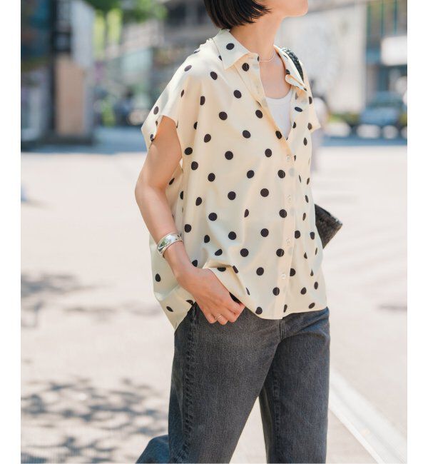 Spick and Span「《WEB限定3追加》ドットフレンチスリーブシャツ」|シャツ・ブラウス|ナチュラルベース