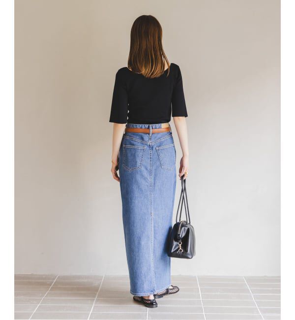 NOBLE「【洗える】14Gデコルテハーフスリーブニット」|ニット・セーター|