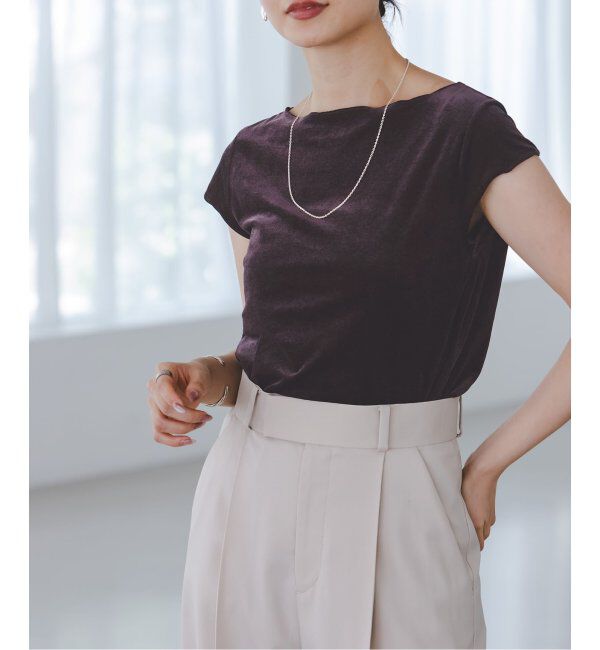NOBLE「《追加》シアーベロアキャップスリーブTee」|Tシャツ・カットソー|ブラウン