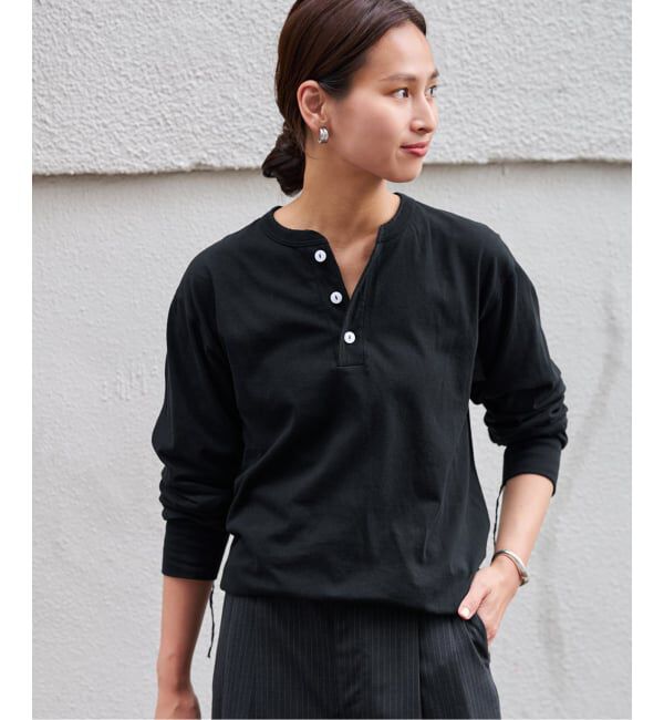 FRAMeWORK「Healthknit/ヘルスニット ヘンリーロングスリーブ」|Tシャツ・カットソー|ブラック