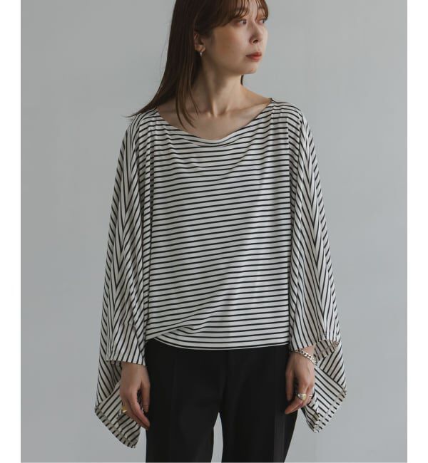 NOBLE「《追加》ELENI/エルニ ボーダードレープTシャツ」|Tシャツ・カットソー|