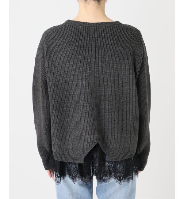 Spick and Span「《追加》レースドッキング畦ニットプルオーバー」|ニット・セーター|