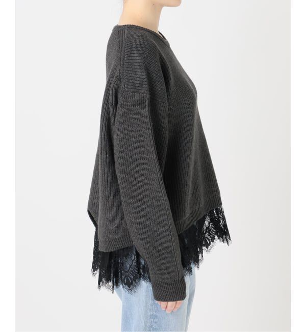 Spick and Span「《追加》レースドッキング畦ニットプルオーバー」|ニット・セーター|