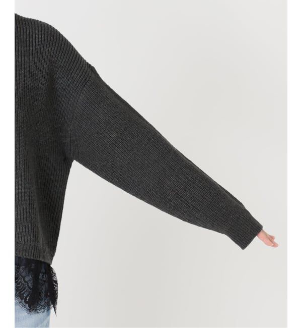 Spick and Span「《追加》レースドッキング畦ニットプルオーバー」|ニット・セーター|