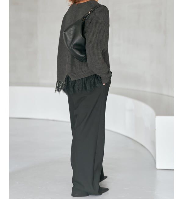 Spick and Span「《追加》レースドッキング畦ニットプルオーバー」|ニット・セーター|