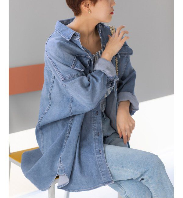  「【Healthy denim/ヘルシーデニム】Almond デニムシャツ」|シャツ・ブラウス|ブルー
