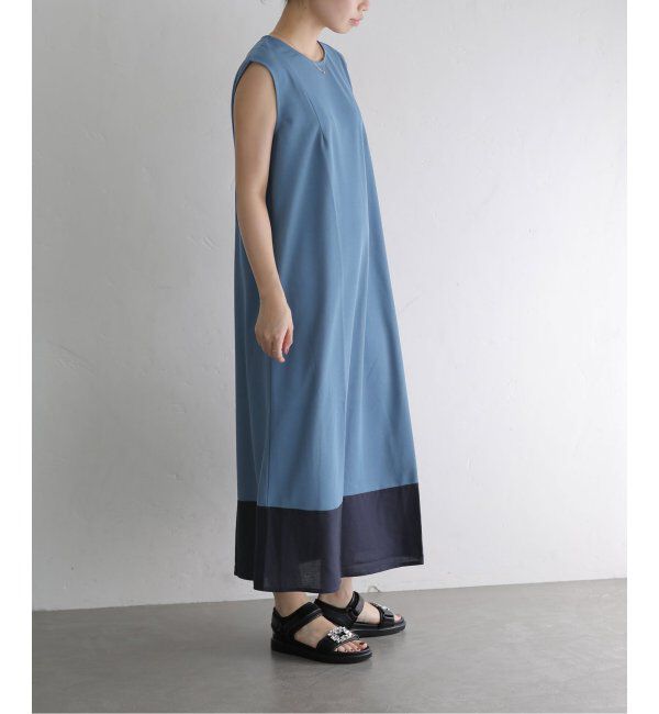  「配色カットワンピース」|ワンピース|ブルー A