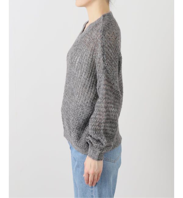  「【洗える】モヘヤラメVネックプルオーバー」|ニット・セーター|
