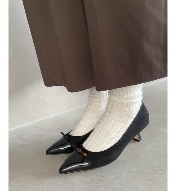  「5cmポインテッドマーブルリボンパンプス」|パンプス|ブラック