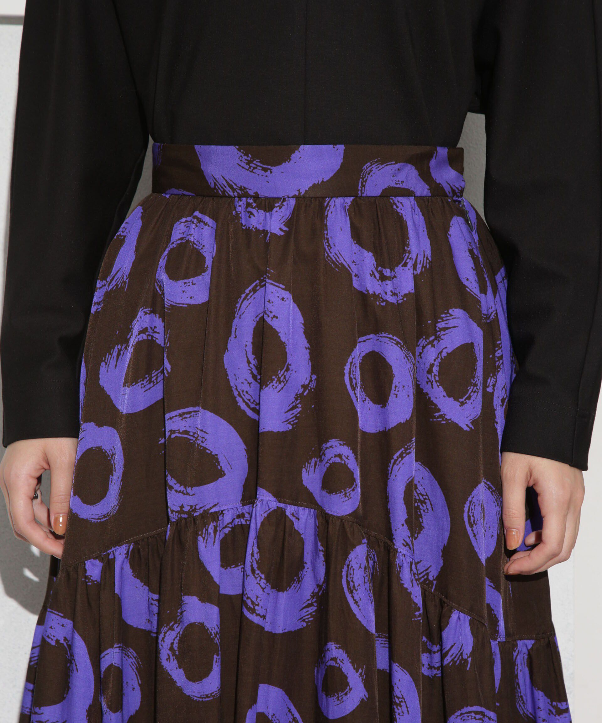 nano･universe「キュプラコットン サークルプリントギャザースカート(セットアップ可)」|スカート|