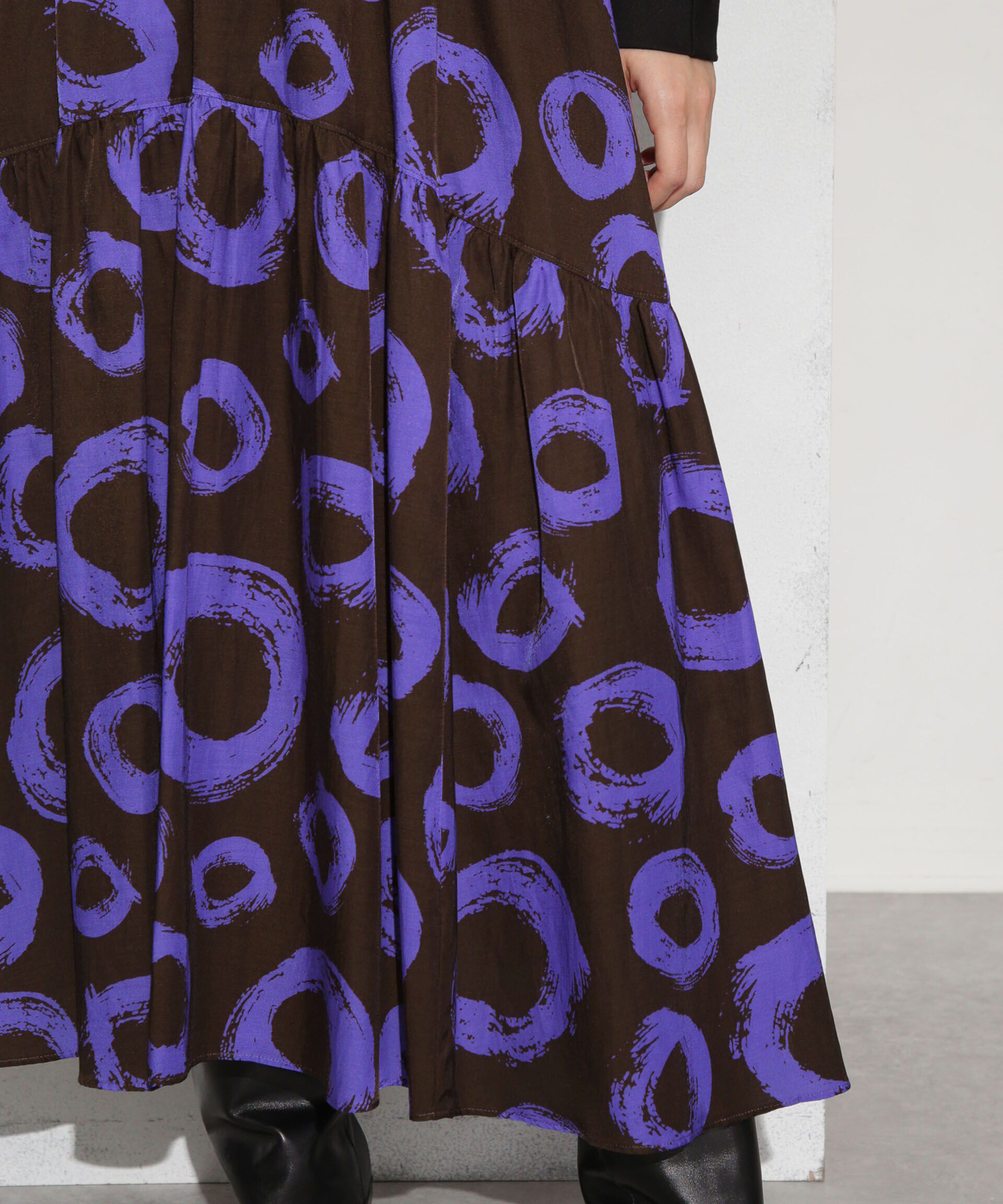 nano･universe「キュプラコットン サークルプリントギャザースカート(セットアップ可)」|スカート|