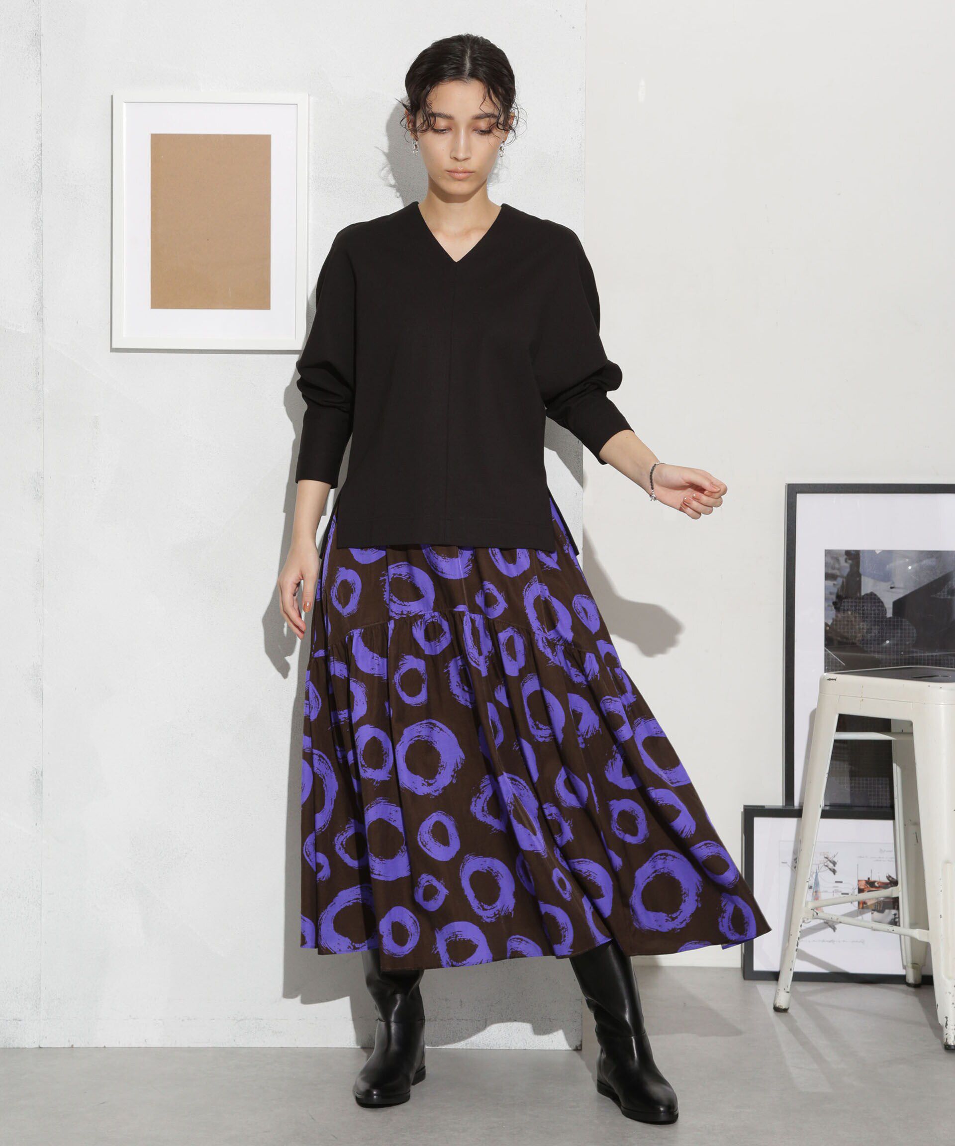 nano･universe「キュプラコットン サークルプリントギャザースカート(セットアップ可)」|スカート|