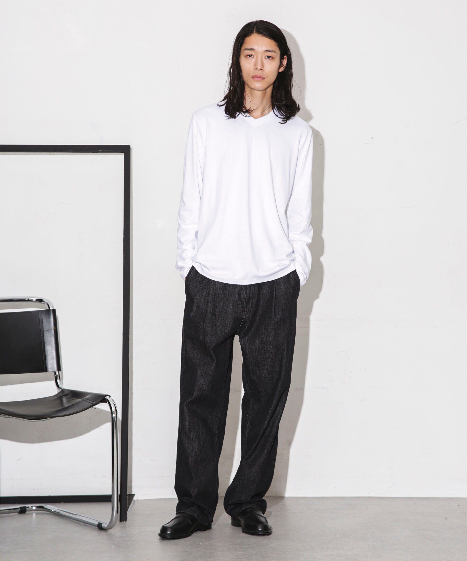 nano･universe「Anti Soaked 汗染み防止 VネックTシャツ 長袖」|Tシャツ・カットソー|