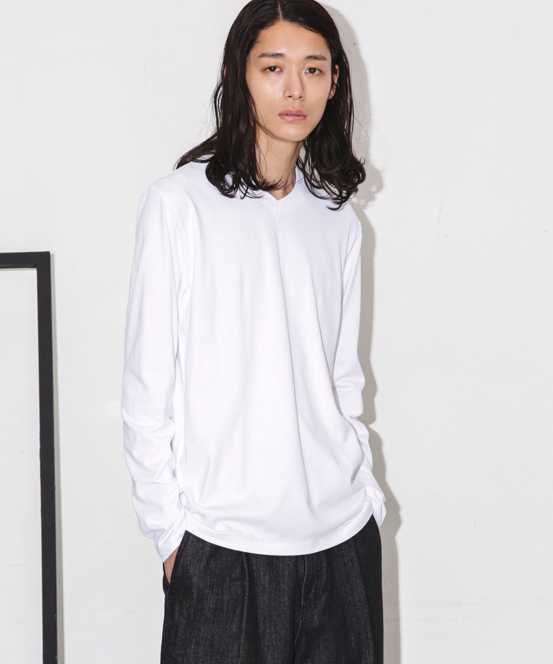 nano･universe「Anti Soaked 汗染み防止 VネックTシャツ 長袖」|Tシャツ・カットソー|