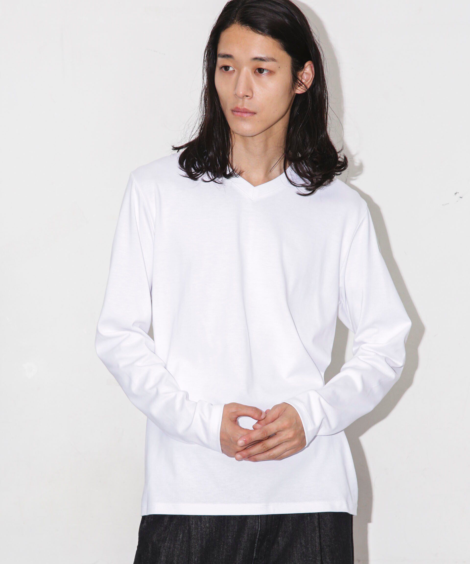 nano･universe「Anti Soaked 汗染み防止 VネックTシャツ 長袖」|Tシャツ・カットソー|